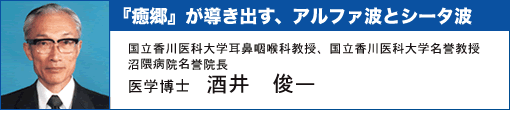 『癒郷』が導き出す、アルファ波とシータ波 国立香川医科大学耳鼻咽喉科教授、国立香川医科大学名誉教授 沼隈病院名誉院長 医学博士 酒井俊一
